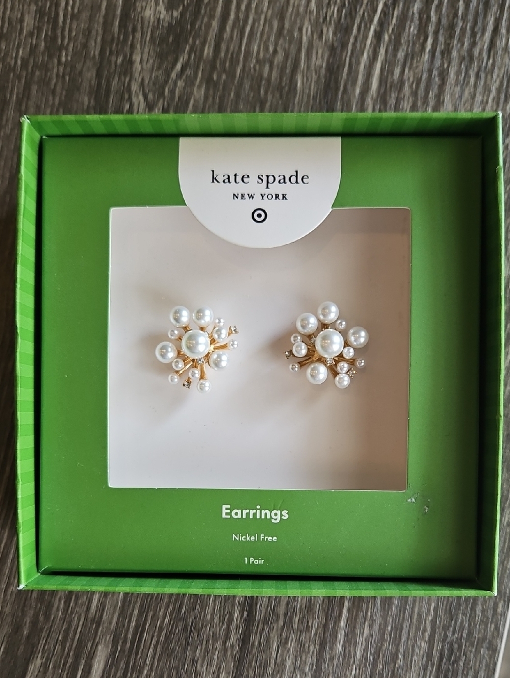 kate spade gold-tone faux pearl cluster stud earrings